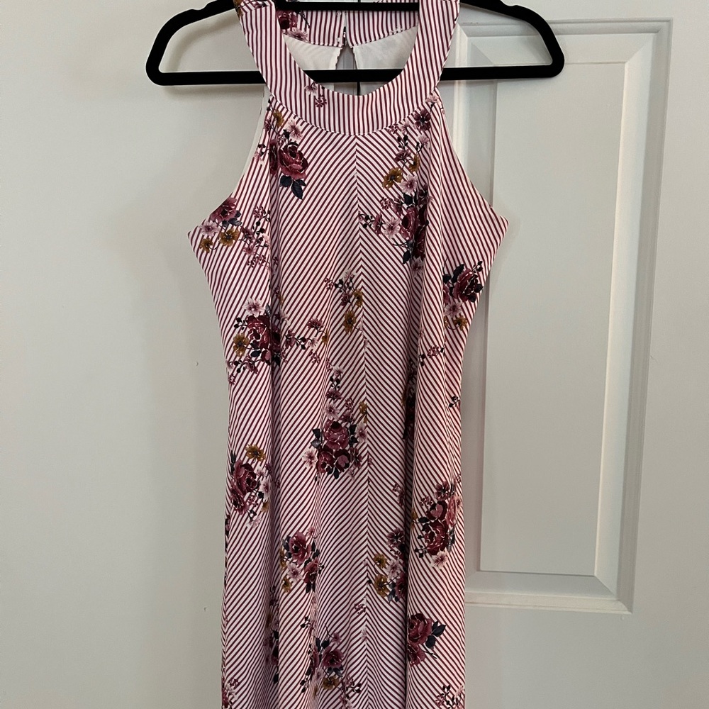 Three Hearts Pink Halter Sheath Midi Dress